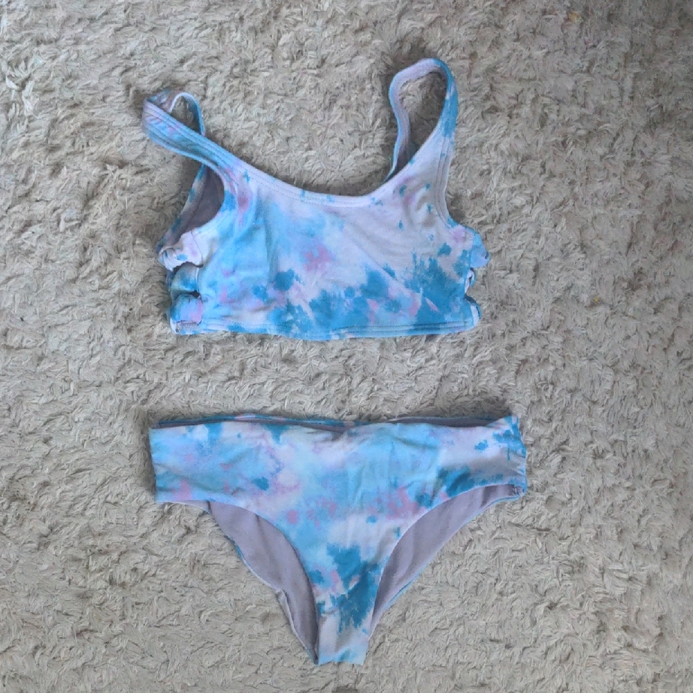 Blue and Pink Tie-Dye Bikini Set